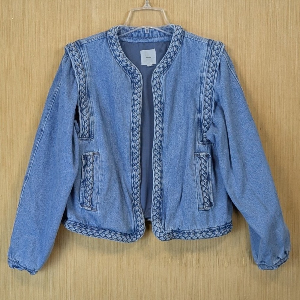 Light Blue Braided Trim Denim Jacket